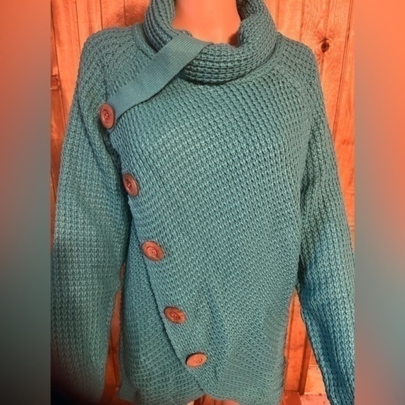 NWT - GRECERELLE Women's Solid Color Chunky Button Pullover Sweater Sz large - Picture 5 of 8